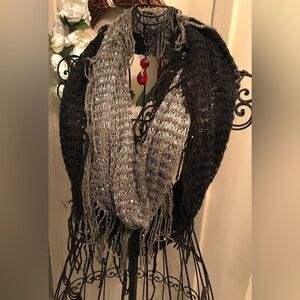Beautiful Black and Grey Sparkling Infinity Scarf